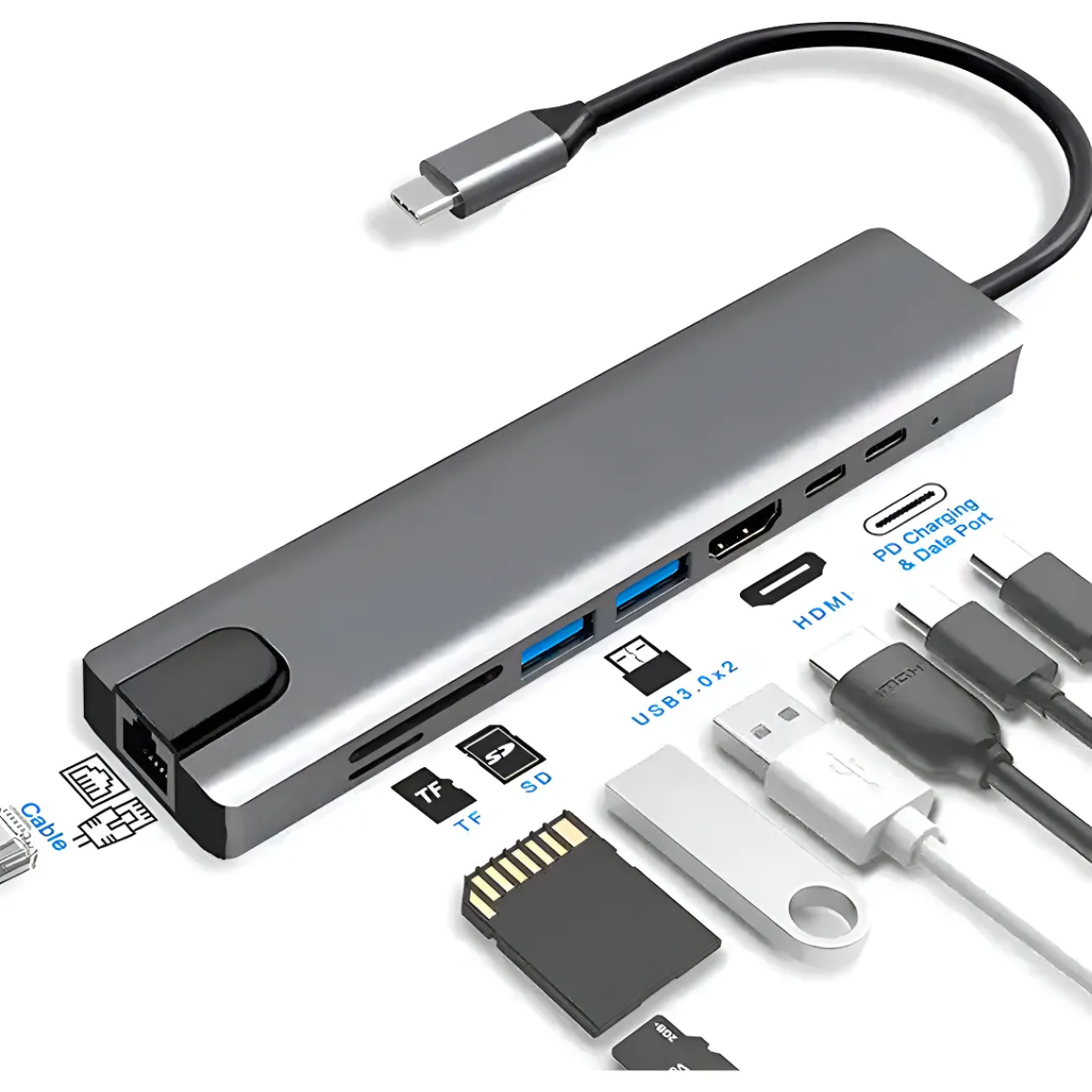 Miniatura 3 de Hub Adaptador Usb C 8 En 1 Multipuerto